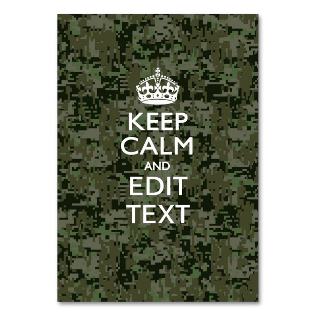 Ihre eigene Text-Digital-Camouflage Woodland Behie Tischnummer (Vorderseite)