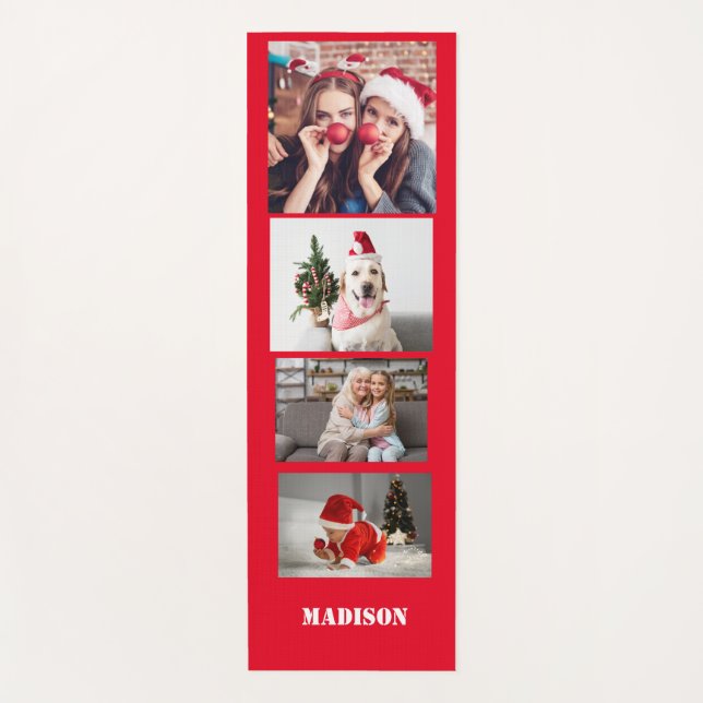 Ihre eigenen 4 Fotos Collagen, individuelle Name & Yogamatte (Vorderseite)