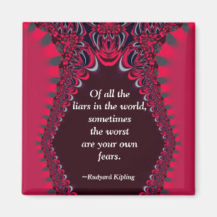 Ihre eigenen Ängste (Zitate) Red Fraktal Lace Magn Magnet