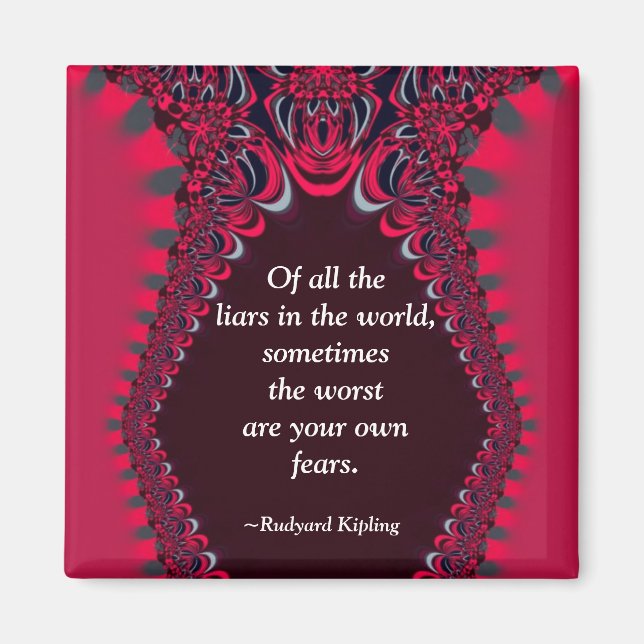 Ihre eigenen Ängste (Zitate) Red Fraktal Lace Magn Magnet (Vorne)