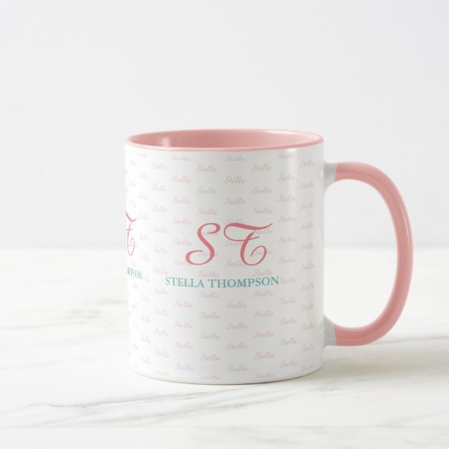ihre elegante rosa Tasse mit Monogramm (Rechts)