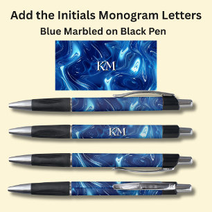 Ihre ersten monogram blau marbeliert kugelschreiber