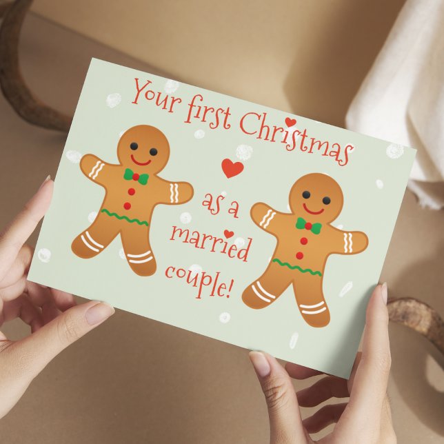 Ihre ersten Weihnachten als Mama & Vater Gingerbre Postkarte (Von Creator hochgeladen)
