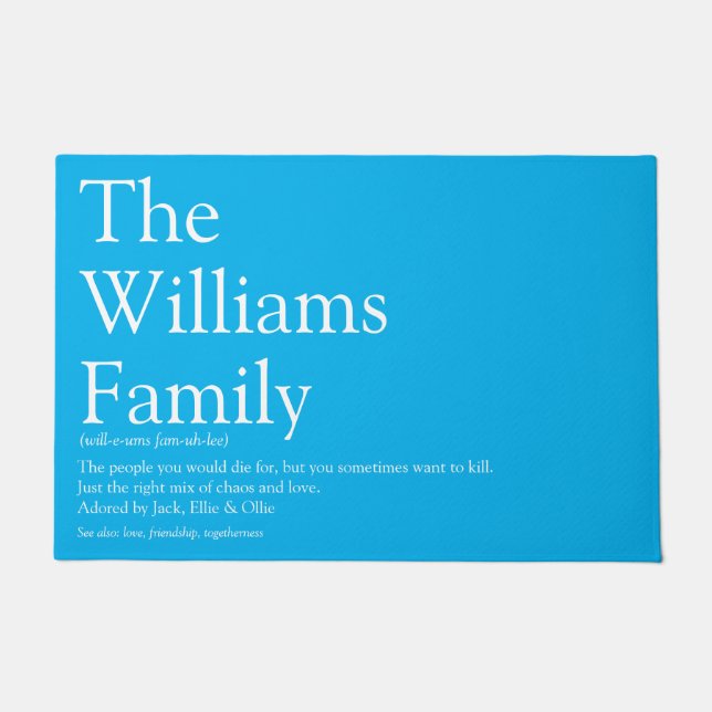 Ihre Familie Definition Moderner Spaß Sky Blau Fußmatte (Vorderseite)