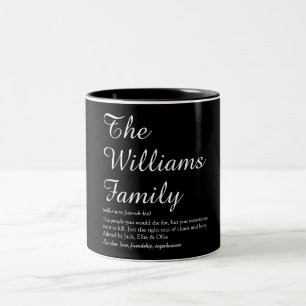 Ihre Familien-Definitions-Schrift Schwarz und Weiß Zweifarbige Tasse