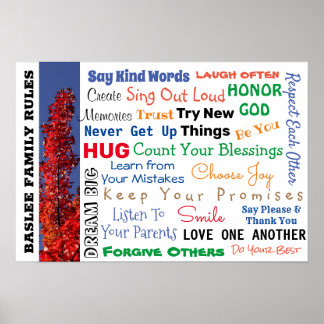 IHRE FAMILIENNAME FAMILLES REGELN Art Unterschreib Poster