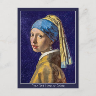 Ihre Farbe/Text Vermeer Girl mit Perlenohrring  Postkarte
