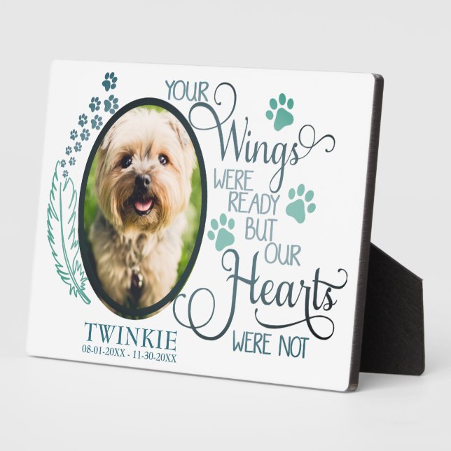 Ihre Flügel waren fertig für Hunde-Memorial-Foto Fotoplatte (Seite)