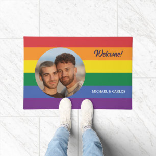 IHRE Foto- & Individuelle Name(e)-Regenbogenflagge Fußmatte