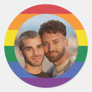 IHRE Foto-Regenbogenflagge Runder Aufkleber