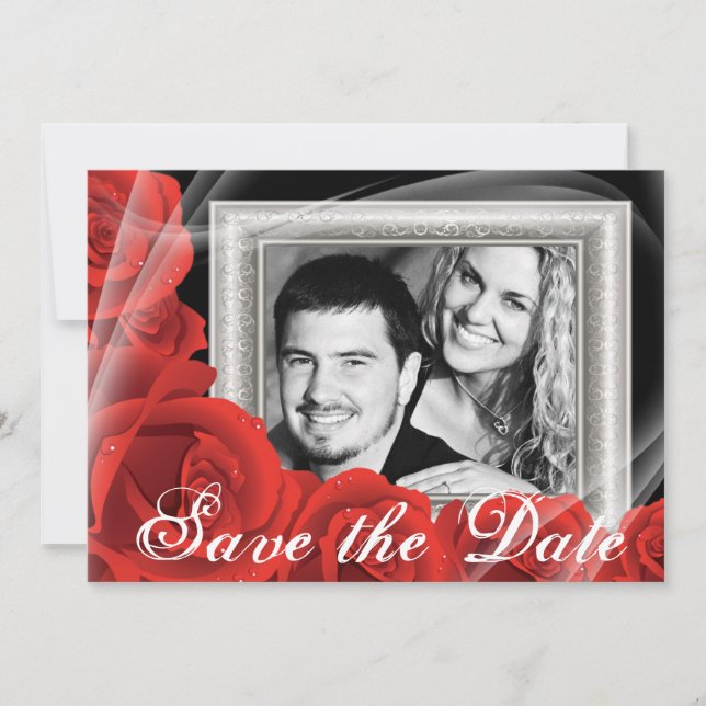 Ihre Foto-Rote Rose Hochzeit Speichern Sie die Dat Save The Date (Vorderseite)