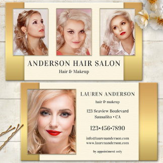 Ihre Fotos Gold Hair Beauty Business Card Visitenkarte