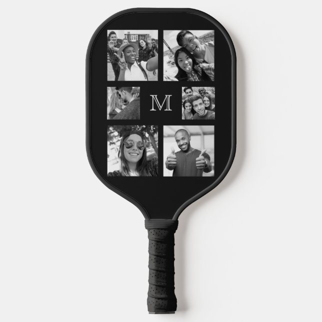 IHRE FOTOS machen B & W kundenspezifische Monogram Pickleball Schläger (Vorderseite)