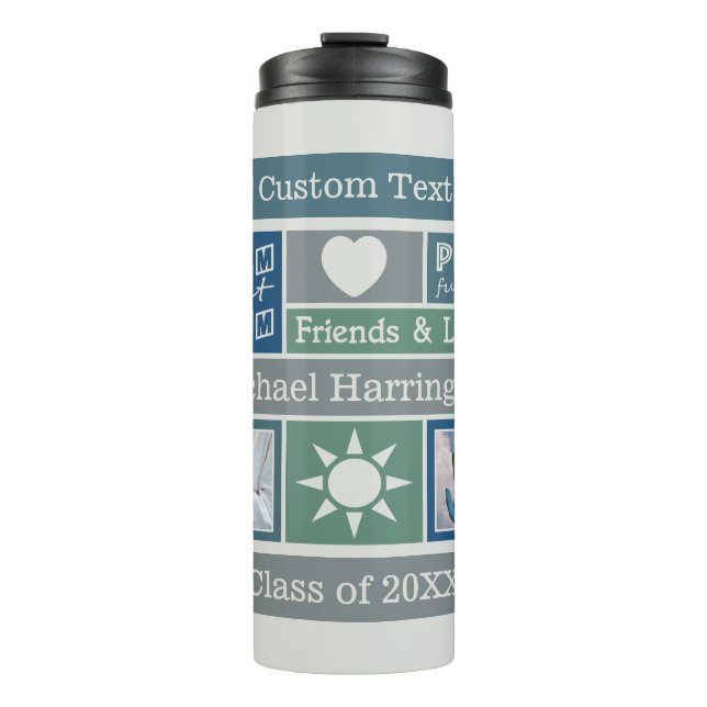 IHRE FOTOS, NAME & TEXT-Sonderschlafraum-Wäscher Thermosbecher (Vorderseite)