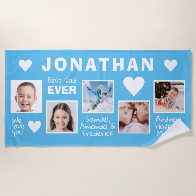 IHRE Fotos & Namen BEST VATER Handtuch (Vorderseite)