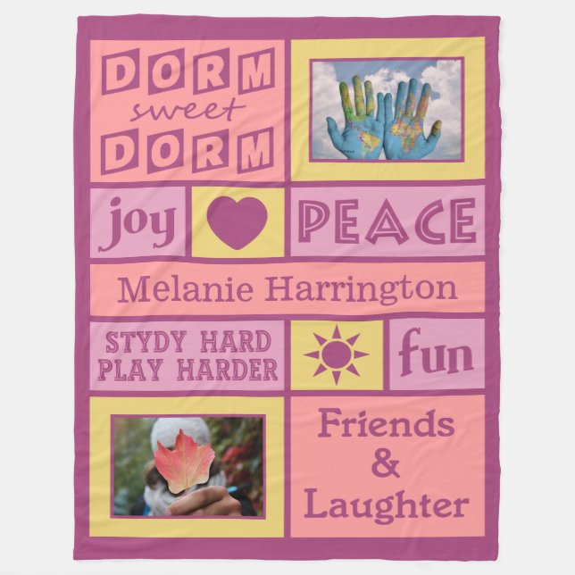 IHRE FOTOS & NAMEN individuelle Schlafzimmerdecke Fleecedecke (Vorderseite)