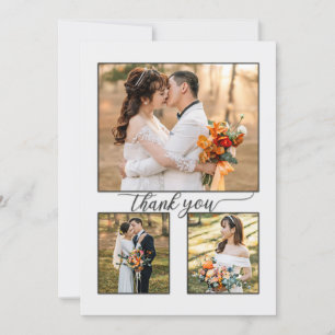 Ihre Fotos Script Gray Wedding Dankeschön Karte