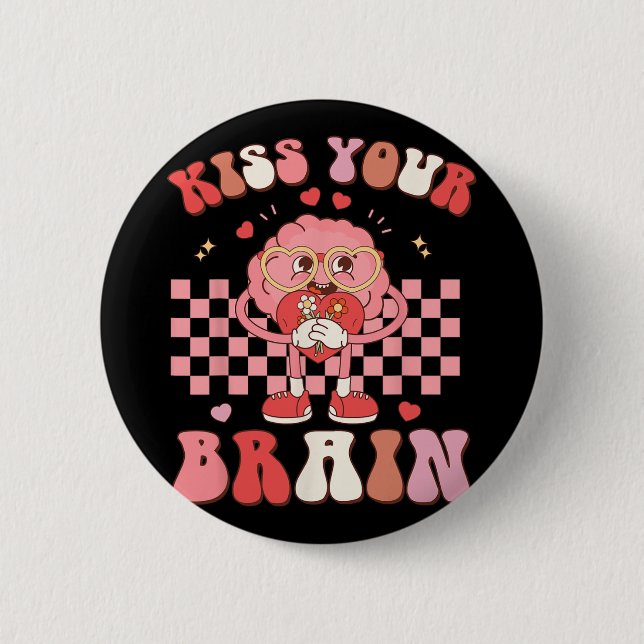 Ihre GehirnValentine Test Day Teacher Squad Kinder Button (Vorderseite)