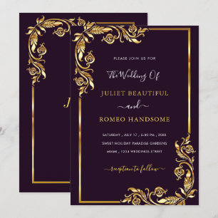 Ihre goldene florale gerahmte schwarze Hochzeitsei