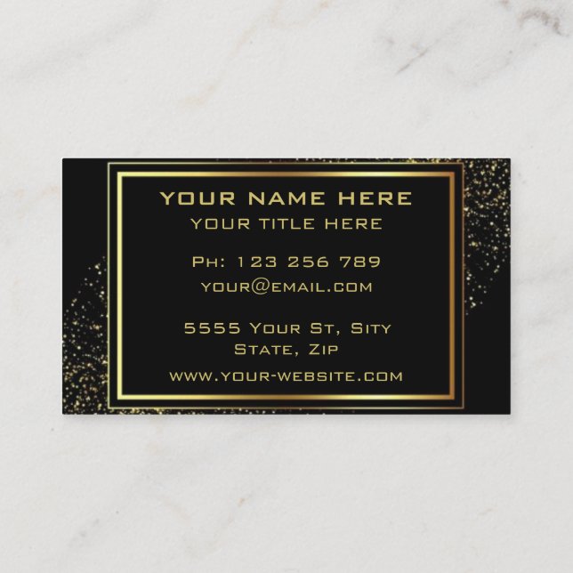Ihre goldene schwarze Visitenkarte mit goldenem Te (Rückseite)