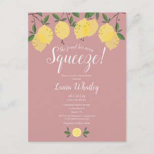 Ihre große Liebe Lemon Dusty Rose Brautparty Ankündigungspostkarte