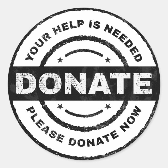 Ihre Hilfe ist notwendig Spendenaufkleber für die  Runder Aufkleber (Vorderseite)