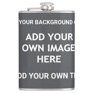 Ihre Hintergrundfarbe, Ihr Bild, Ihr eigener Text Flachmann