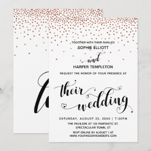 Ihre Hochzeit Herz Skript-Imitate - Kupfer Confett Einladung