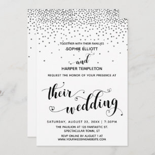 Ihre Hochzeit Herz Skript Silver Confetti Einladung