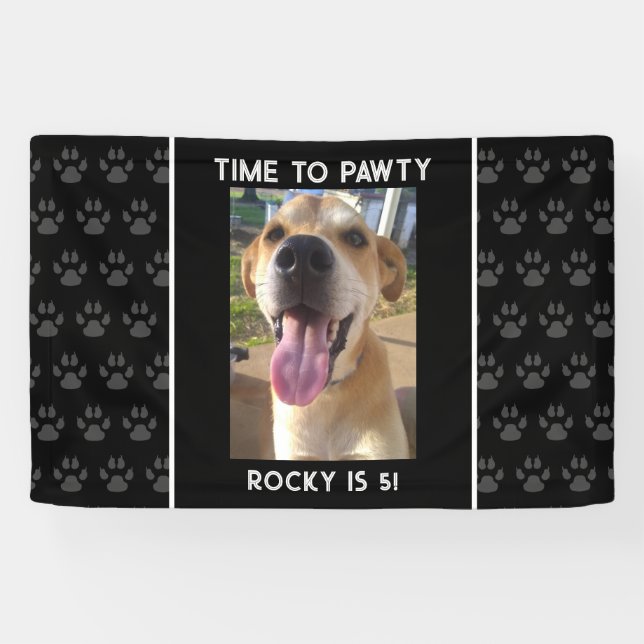 Ihre Hunde Foto Geburtstagsparty Personalisiert Banner (Horizontal)