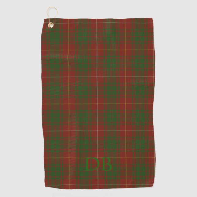 Ihre Initialen auf Bruce-Clan Tartan Golfhandtuch (Vorderseite)