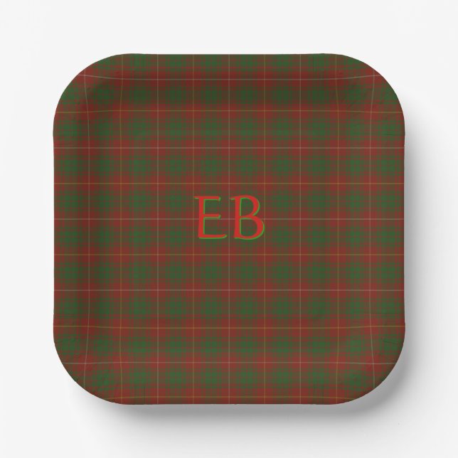 Ihre Initialen auf Bruce Clan tartan Pappteller (Vorderseite)
