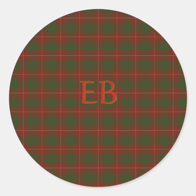 Ihre Initialen auf Bruce Clan tartan Runder Aufkleber (Vorderseite)