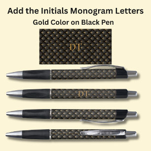 Ihre Initials Monogram Gold Geometric auf Black Kugelschreiber