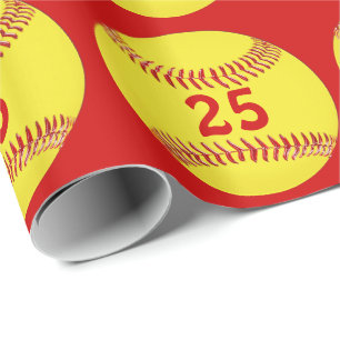 Ihre JERSEY NUMMER, FARBEN, Softball Wrapping Pape Geschenkpapier