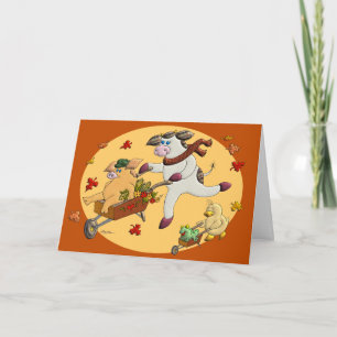 Ihre Karren überlaufen mit Überfluss. Feiertagskarte