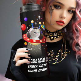 Ihre Katze im UFO Kitten Cat im Weltraum Personali Thermosbecher