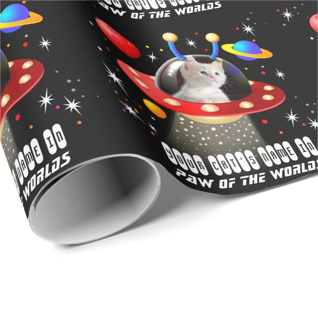 Ihre Katze in einer Alien Raumschiff UFO Sci Fi Sc Geschenkpapier (Rolleneckpunkt)