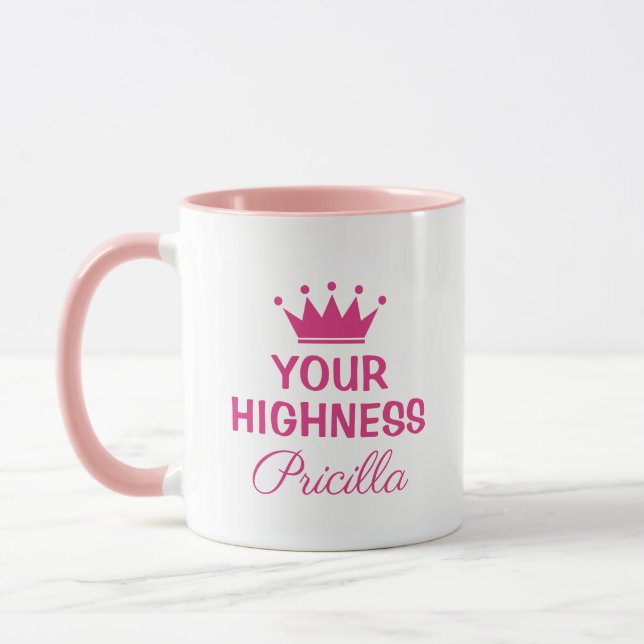Ihre komische, hochnäsige rosa Prinzessin krönen b Tasse (Links)