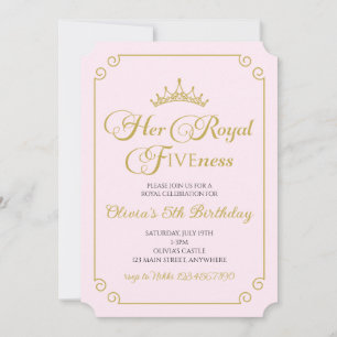Ihre Königliche Fünf Gold Prinzessin 5. Geburtstag Einladung