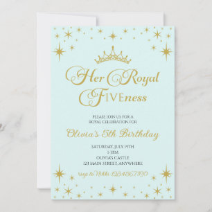 Ihre Königliche Fünf Gold Prinzessin 5. Geburtstag Einladung