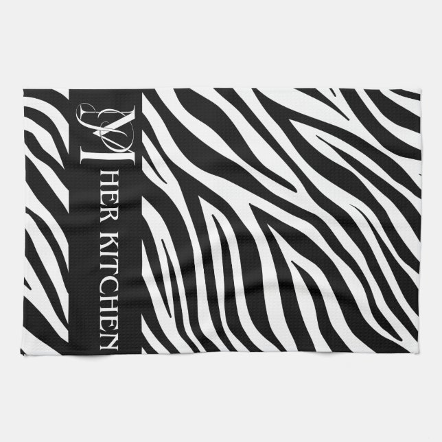 Ihre Küche Zebra Print Monogram Handtuch (Horizontal)