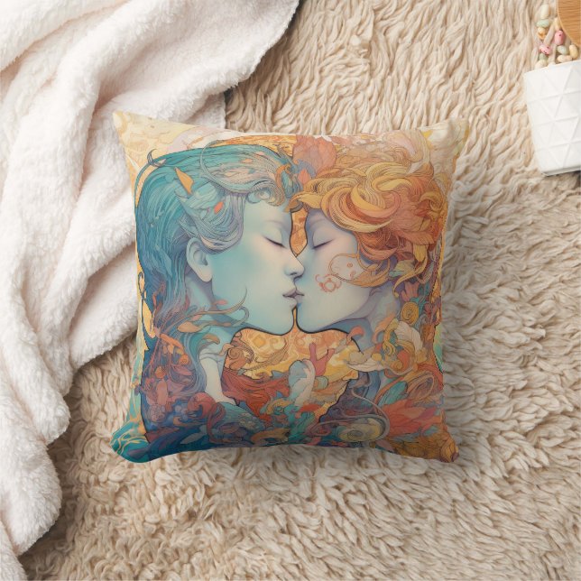 Ihre Liebe, ihr Weg | Lesbischer Kiss Art Deco Sti Kissen (Decke)