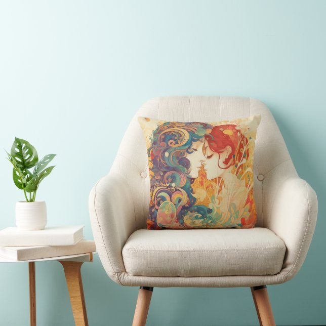 Ihre Liebe, ihr Weg | Lesbischer Kiss Art Deco Sti Kissen (Stuhl )