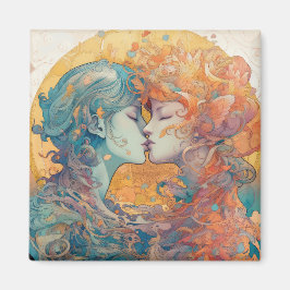 Ihre Liebe, ihr Weg | Lesbischer Kiss Art Deco Sti Magnet