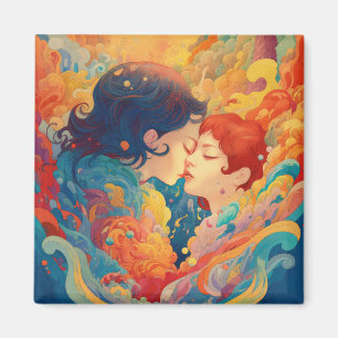 Ihre Liebe, ihr Weg   Lesbischer Kiss Art Deco Sti Magnet