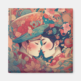 Ihre Liebe, ihr Weg | Lesbischer Kiss Art Deco Sti Magnet