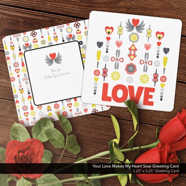 Ihre Liebe macht meine Herzkarte zu einem Höhepunk (Your Love Makes My Heart Soar Greeting Card, Bold and Vibrant Minimalist Design)