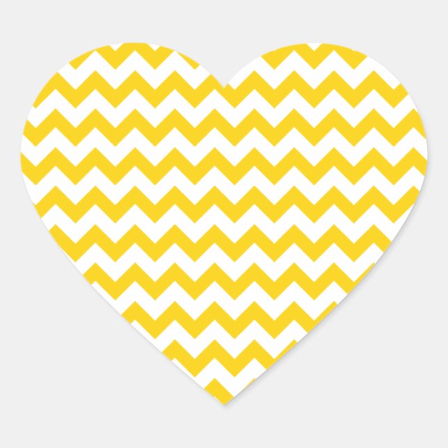 Ihre Liebe zeigen: Canary Yellow White Zigzag Zick Herz-Aufkleber (Vorderseite)