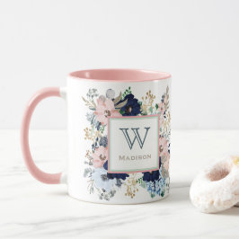 Ihre Lieblings-Blau-Rose-Monogramm-Tasse Tasse